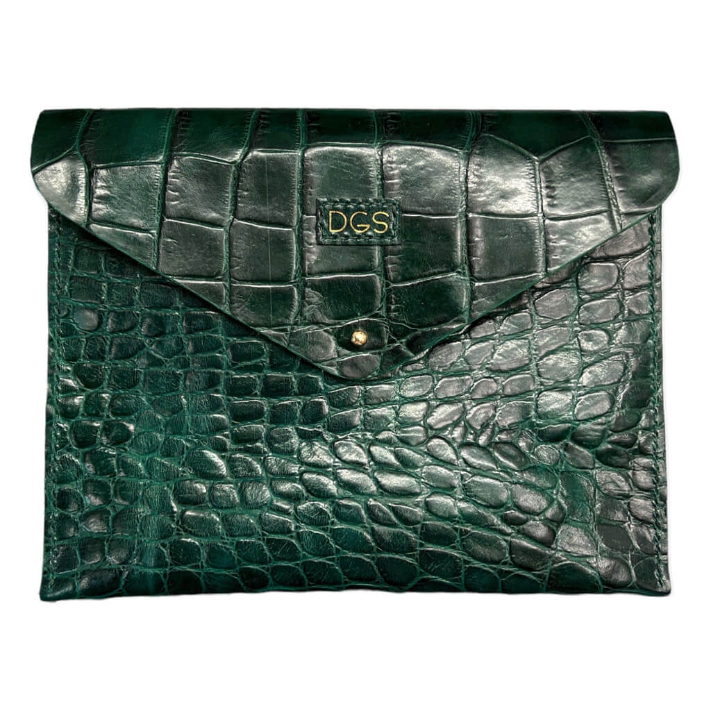 Cami Clutch Leather Handmade Green Scaled | Ladicani Design