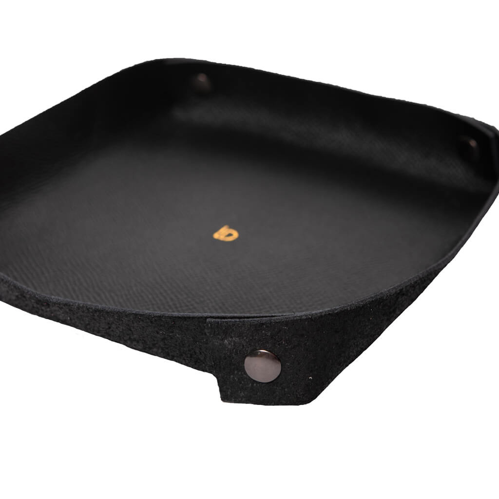 Catch All Tray Leather Handmade Black Closeup | Ladicani Design