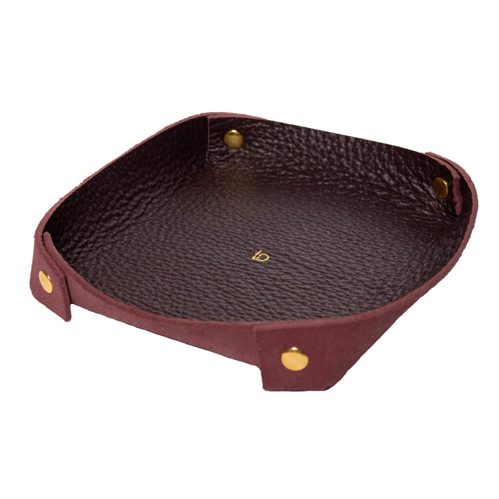 Catch All Tray Leather Handmade Burgundy | Ladicani Design