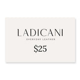 Ladicani Everyday Leather gift card with a $25 value on a white background