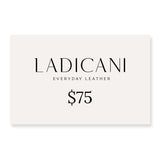 Ladicani Everyday Leather gift card with a $75 value on a white background