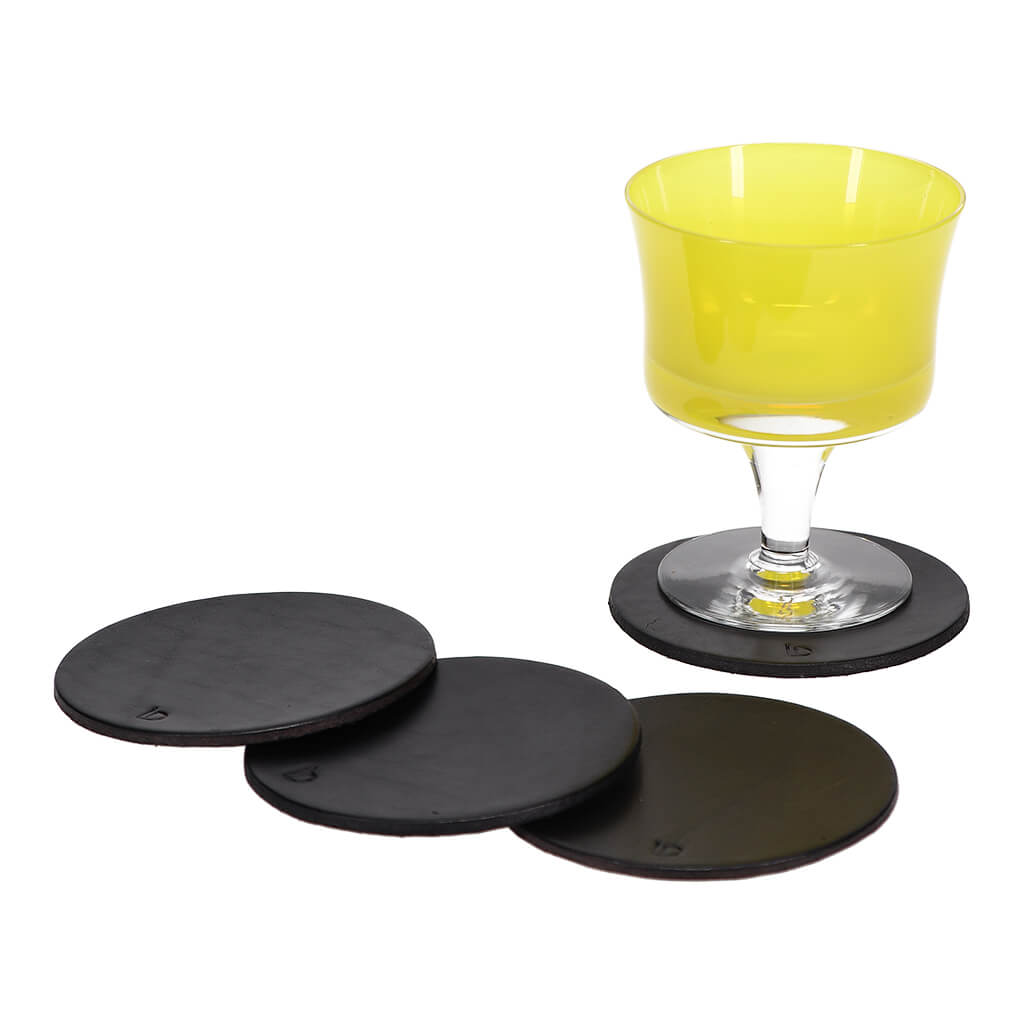 Handmade Leather Coasters Black Setup | Ladicani Design