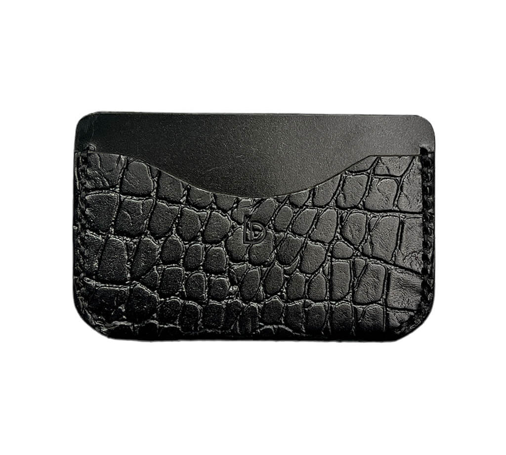 Slim Wallet Leather Handmade Black Scaled Combo | Ladicani Design