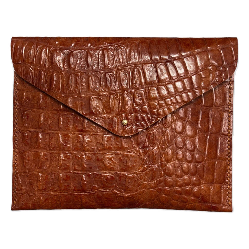 Cami Clutch Leather Handmade Brown Scaled | Ladicani Design