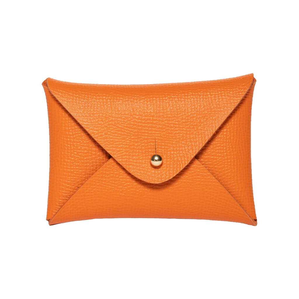 Card Holder Leather Handmade Orange | Ladicani Design