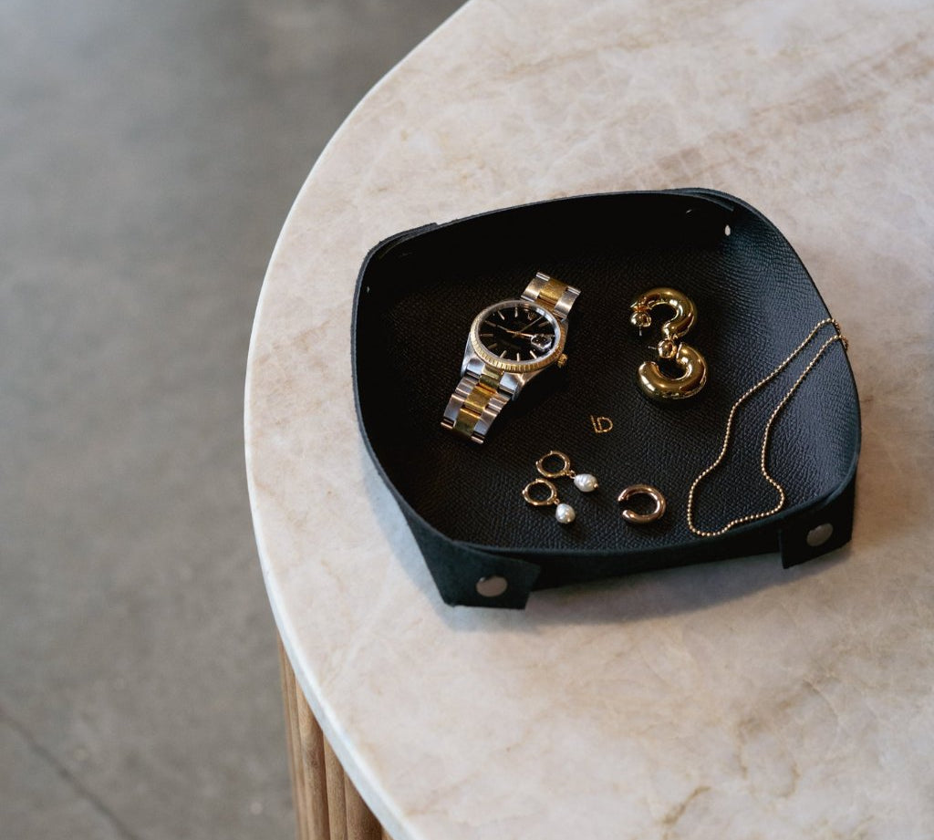 Catch All Tray Leather Handmade Black | Ladicani Design