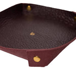 Catch All Tray Leather Handmade Burgundy Closeup | Ladicani Design