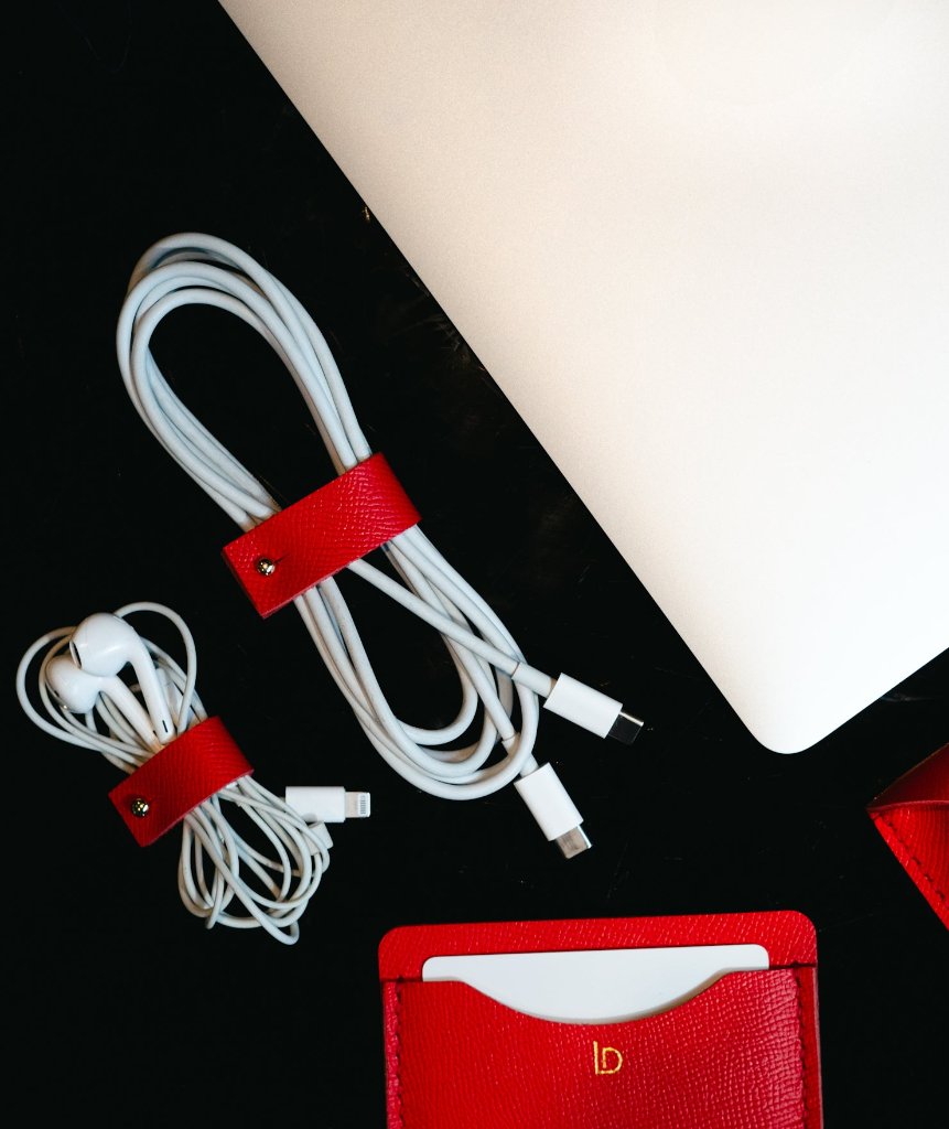 Cord Organizer Leather Handmade Red | Ladicani Design
