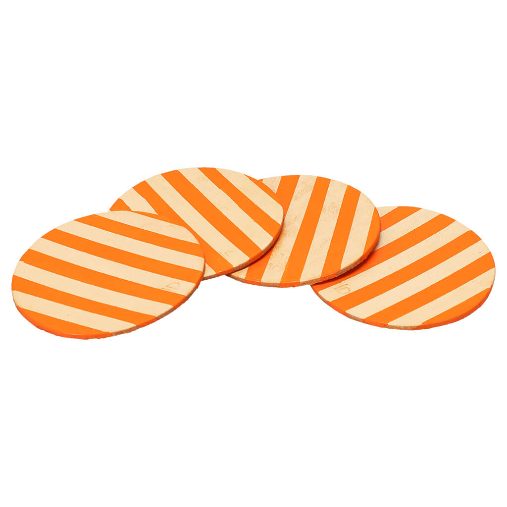 Handmade Leather Coasters Orange | Ladicani Design