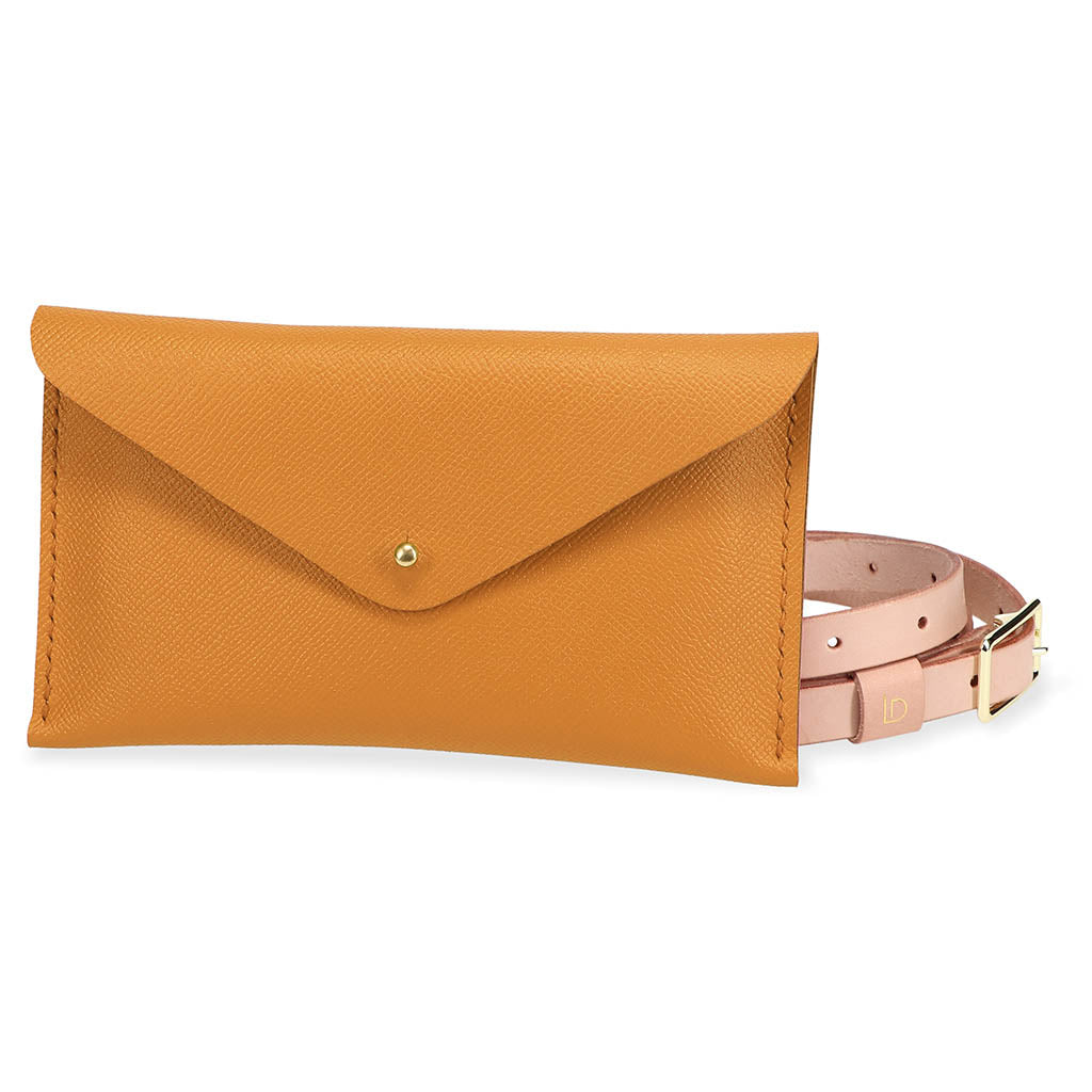 Mini Clutch Leather Handmade Honey With Strap | Ladicani Design