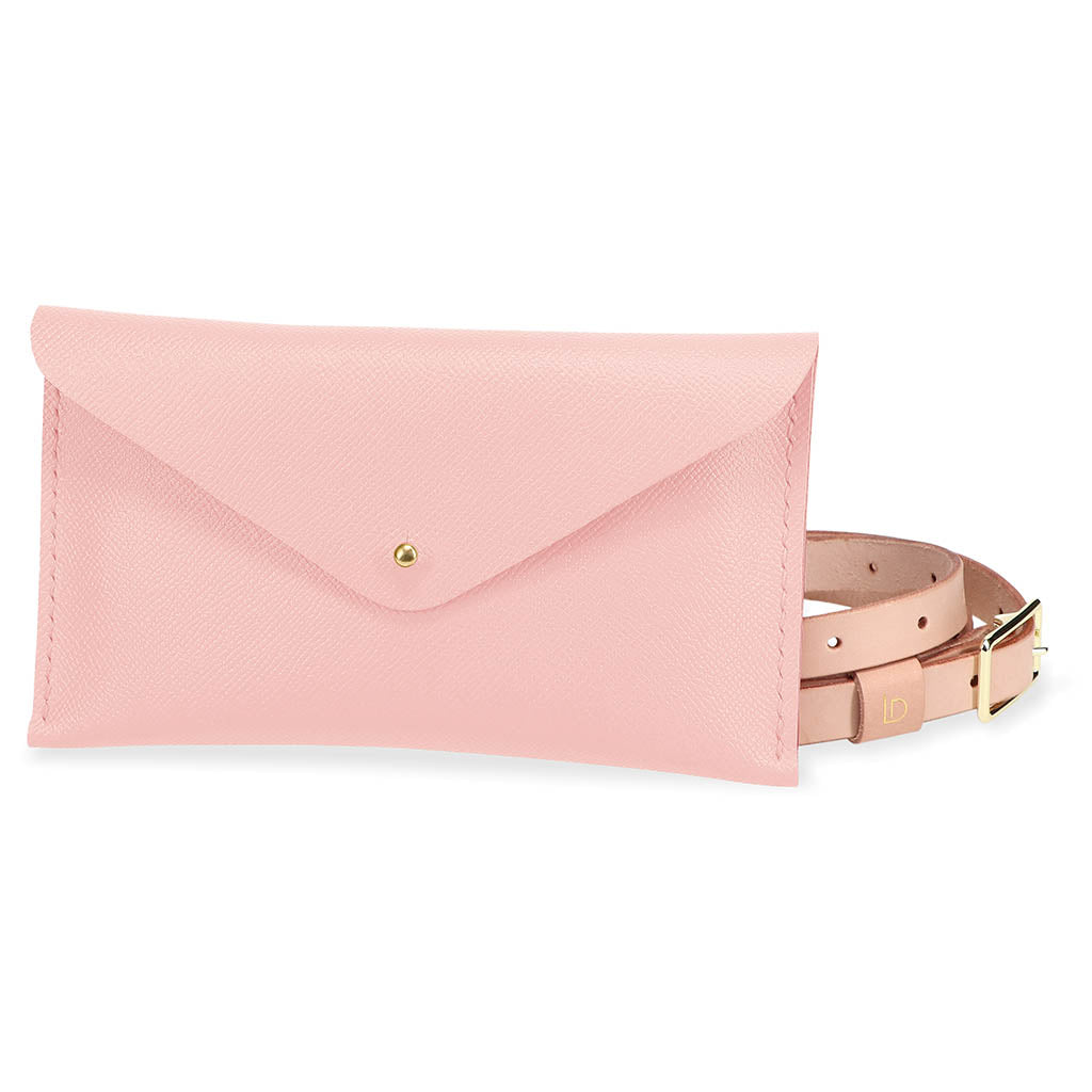 Mini Clutch Leather Handmade Pale Pink With Strap | Ladicani Design