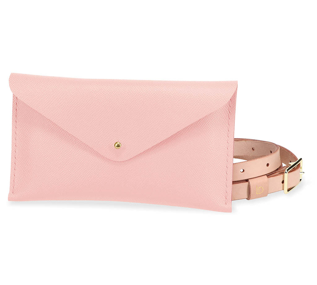 Mini Clutch Leather Handmade Pale Pink With Strap | Ladicani Design