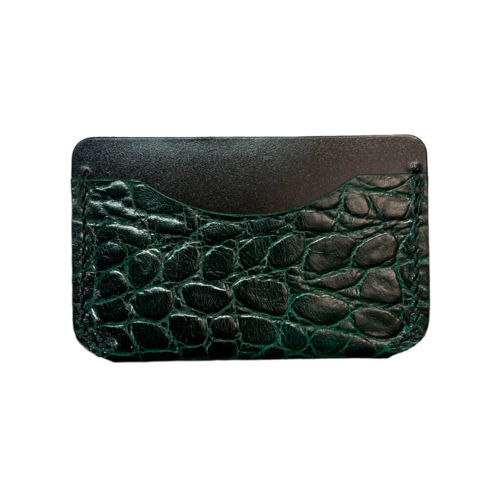 Slim Wallet Leather Handmade Dark Green Scaled Combo | Ladicani Design