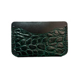 Slim Wallet Leather Handmade Dark Green Scaled Combo | Ladicani Design