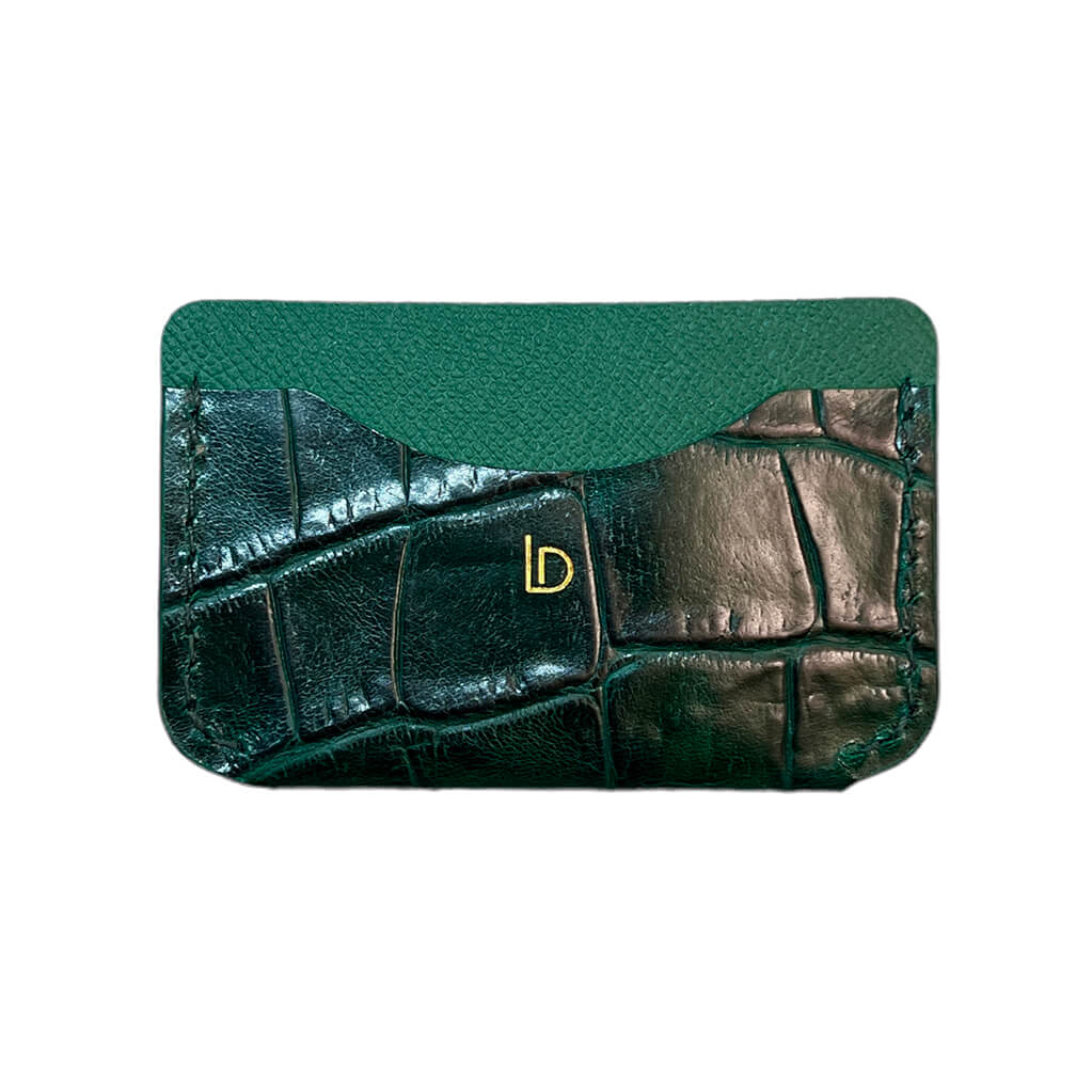 Slim Wallet Leather Handmade Forest Dark Green Scaled Combo | Ladicani Design