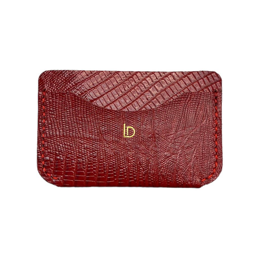 Slim Wallet Leather Handmade Red Serpentine | Ladicani Design