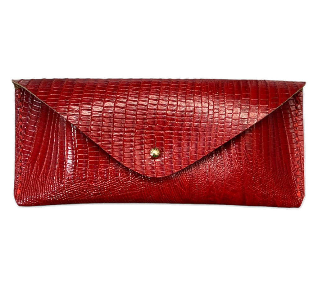 Sunglasses Case Leather Handmade Red Serpentine | Ladicani Design
