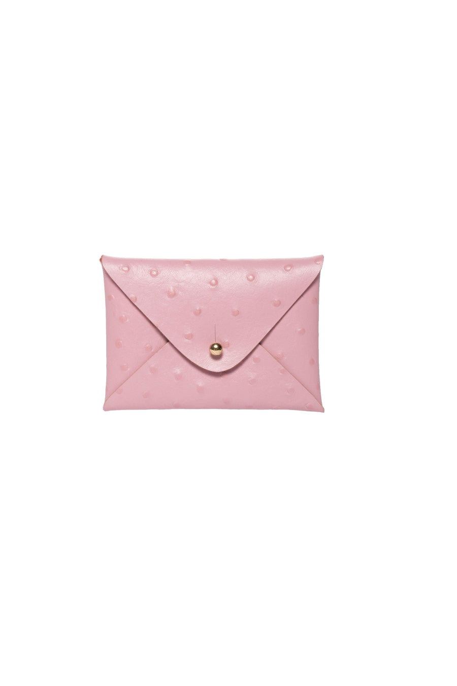 Card Holder Wallet Leather Handmade Pale Pink Gold Button Closure Ladicani Design