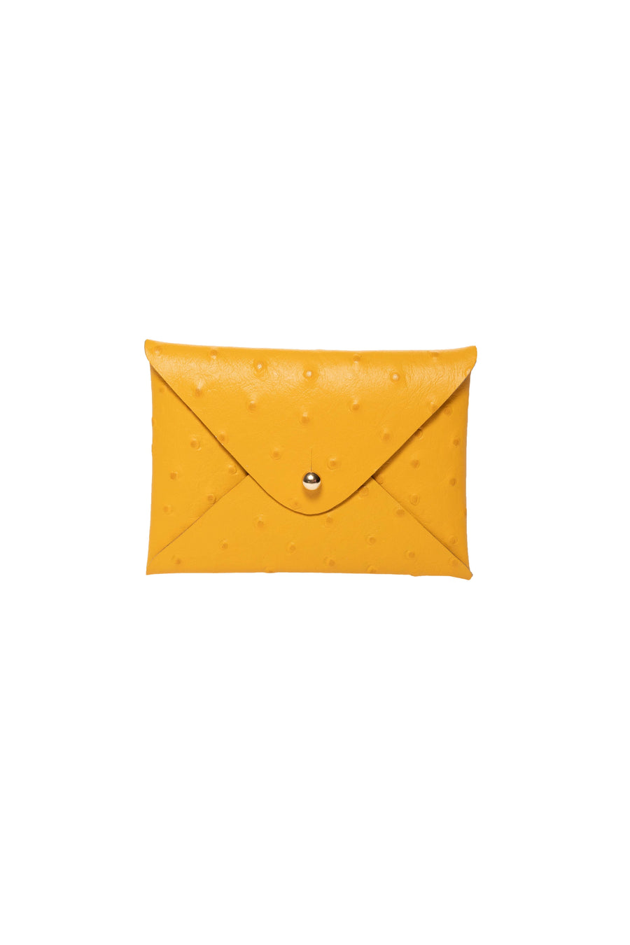 Card Holder Wallet Leather Handmade Mustard Gold Button Closure Ladicani Design